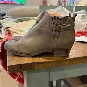 Kim Rogers Gray Ankle Boots with Buckle
